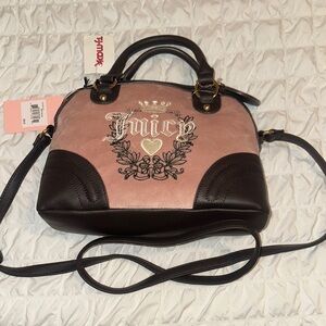 Juicy Couture Pink and Brown Satchel with Elegant Embellishment